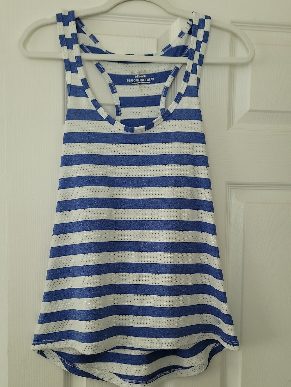 Marika Blue and White Striped Racerback Tank Top